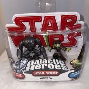 Hasbro Star Wars Galactic Heroes Battle Droid and Luminara Unduli 2 Pack Set (D)